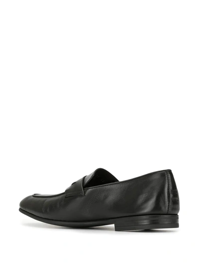 Ermenegildo Zegna Narrow-toe Leather Penny Loafers In Black