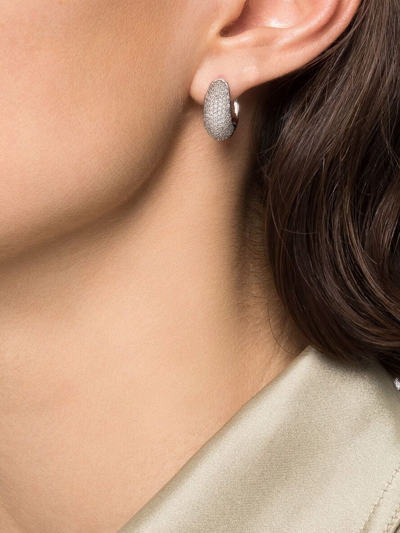 Tom Wood Ice Pave Huggie Earrings In Silver