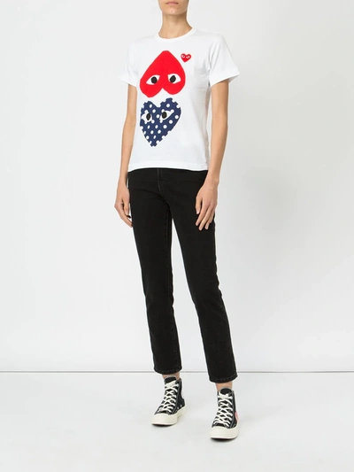 Shop Comme Des Garçons Play Logo-print Cotton T-shirt In White