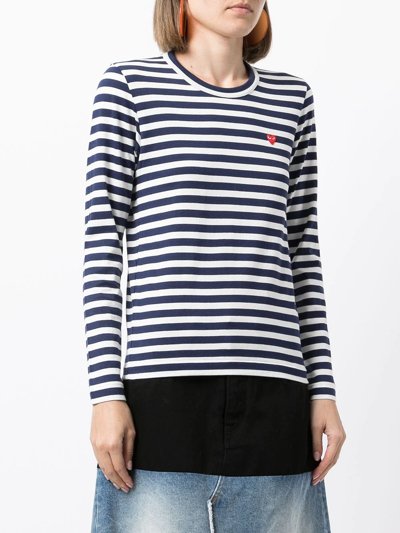 Comme Des Garçons Play Long Sleeved T-shirt In Blau