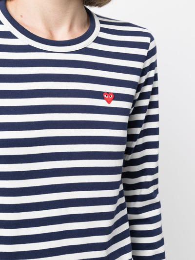 Comme Des Garçons Play Long Sleeved T-shirt In Blau
