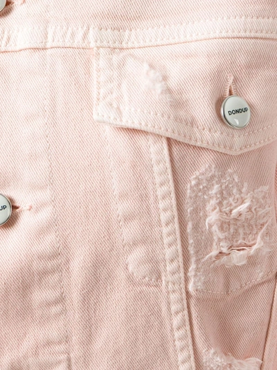 Shop Dondup Distressed Denim Jacket In Pink