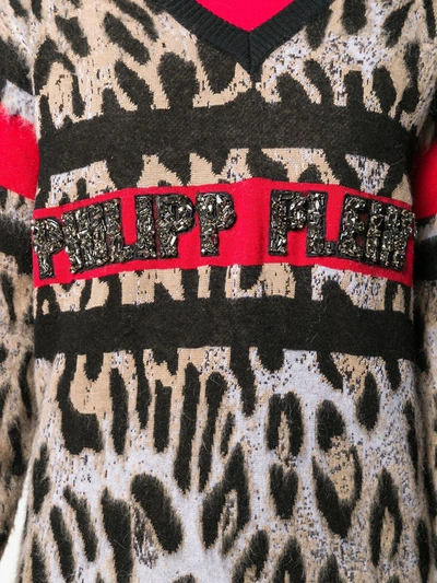 Shop Philipp Plein V-neck Leopard Top In Black