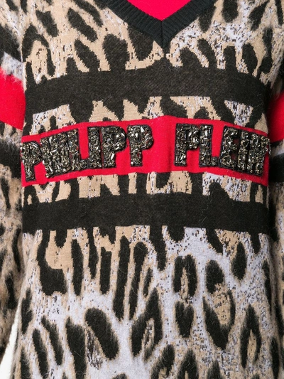 Philipp Plein V-neck Leopard Top In Black