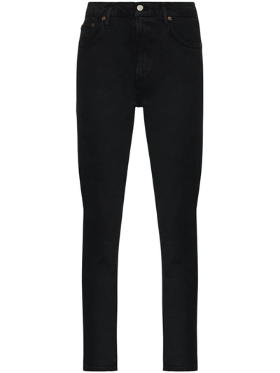 Shop Agolde Toni Mid-rise Slim-fit Jeans In Black