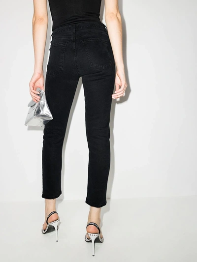 Shop Agolde Toni Mid-rise Slim-fit Jeans In Black