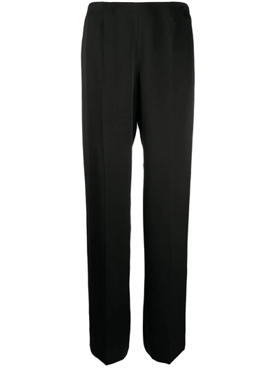 Pre-owned Chanel 2002 High-waisted Straight-leg Trousers In Black