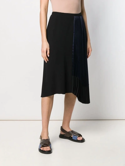 Shop Marni Pleated Draped Skirt In Blue