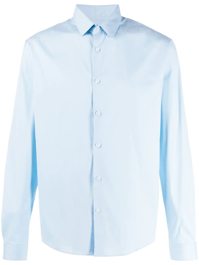 Shop Sandro Plain Button Shirt In Blue