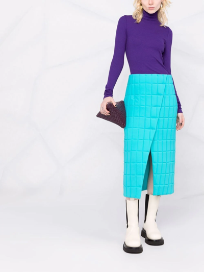 Shop A.w.a.k.e. Quilted-effect Skirt In Blau