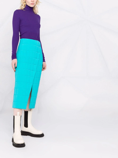 Shop A.w.a.k.e. Quilted-effect Skirt In Blau