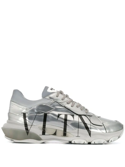 Shop Valentino Bounce Low-top Sneakers In Silver