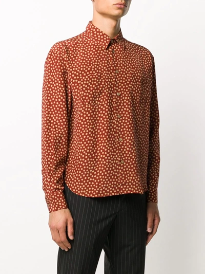 Shop Saint Laurent Polka-dot Print Shirt In Orange