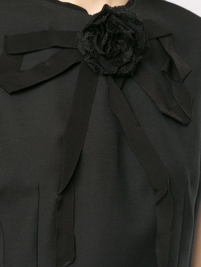 Shop Gucci Appliqué Rose Dress In Black
