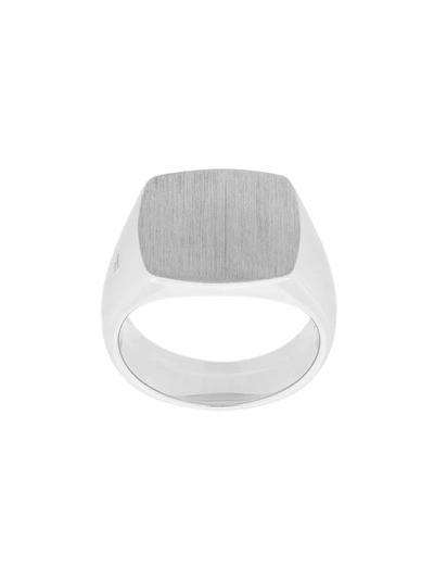 Shop Tom Wood Cushion Satin Signet Ring In Metallic