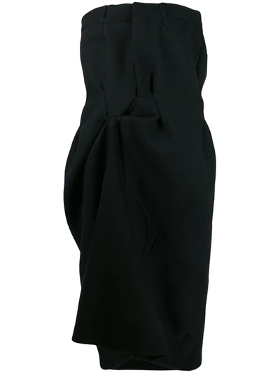 Shop Maison Margiela Strapless Draped Midi Dress In Black