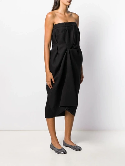 Shop Maison Margiela Strapless Draped Midi Dress In Black