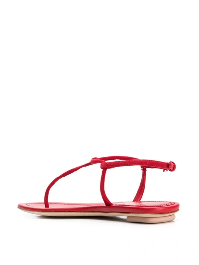 Shop Prada Flat T-bar Sandals In Red
