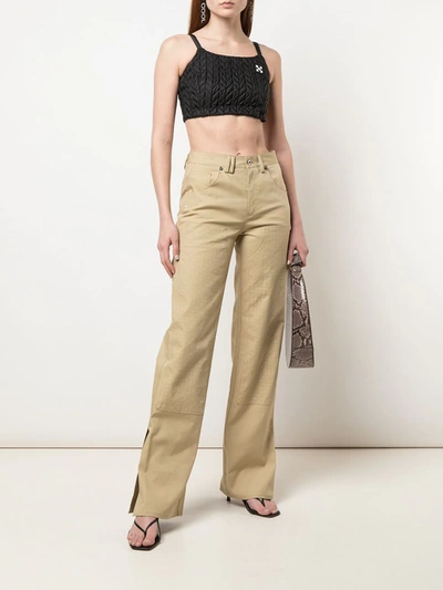 Shop Off-white Punch Hole Arrows Logo Trousers In Neutrals