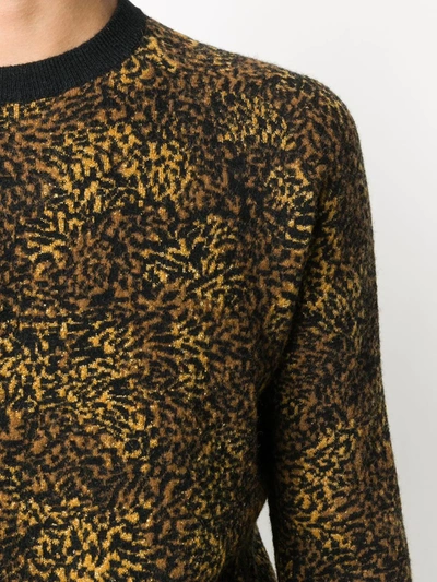 Shop Saint Laurent Leopard Jacquard Jumper In Brown