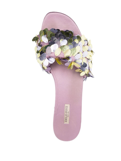 Shop Emilio Pucci Sequin-embellished Slides In Pink