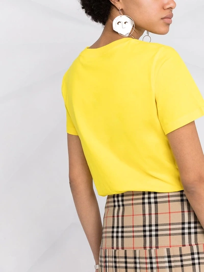Shop Moschino Logo Print Cotton T-shirt In Yellow