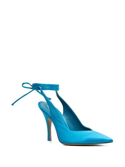 Shop Attico Ankle-tied Leather Pumps In Blue