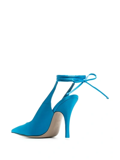Shop Attico Ankle-tied Leather Pumps In Blue