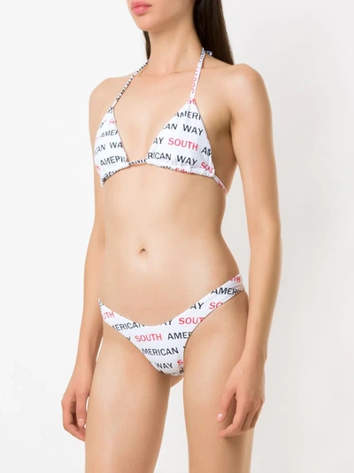 Shop Amir Slama Logo Print Bikini Set In White
