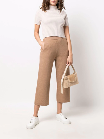 Shop Hugo Boss Timilia Cropped Trousers In Neutrals