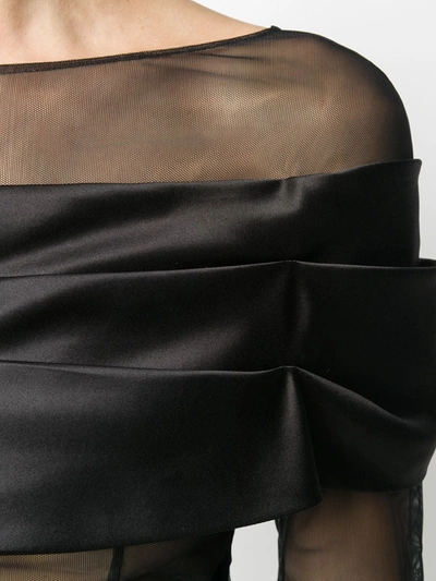 Shop Simone Rocha Sheer Off-shoulder Blouse In Black