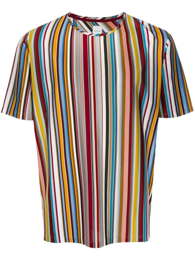 Shop Paul Smith Striped Cotton Crew-neck T-shirt In Yellow