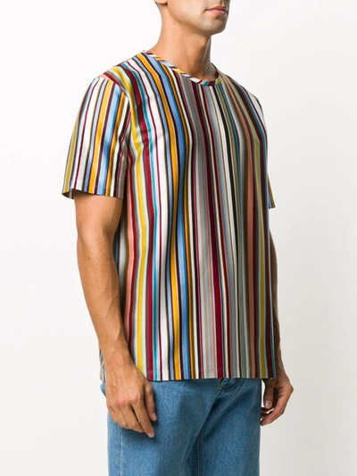 Shop Paul Smith Striped Cotton Crew-neck T-shirt In Yellow