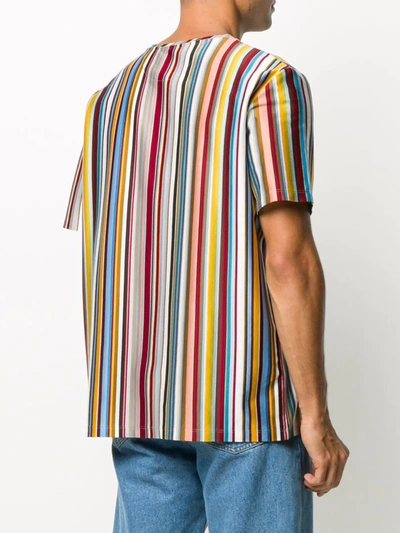 Shop Paul Smith Striped Cotton Crew-neck T-shirt In Yellow