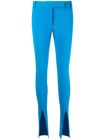 Shop Attico Freja Front-slit Tailored Trousers In Blue