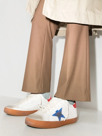 Shop Golden Goose Super-star Leather Sneakers In White