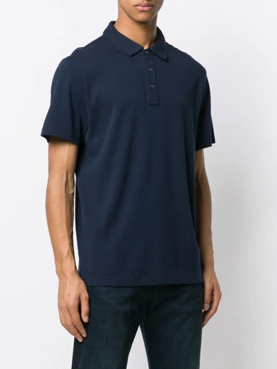 Shop Michael Kors Embroidered Logo Polo Shirt In Blue