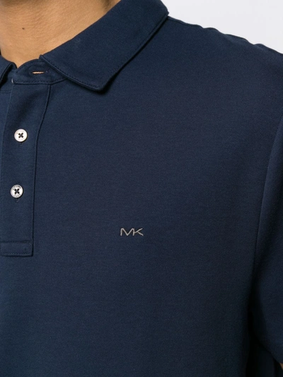Shop Michael Kors Embroidered Logo Polo Shirt In Blue