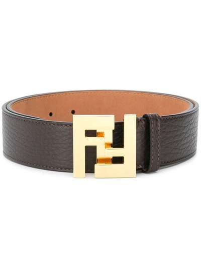 Shop Fendi Ff Buckle Belt In Brown