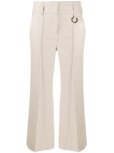 Shop Dorothee Schumacher Cropped Hoop-detail Trousers In Neutrals
