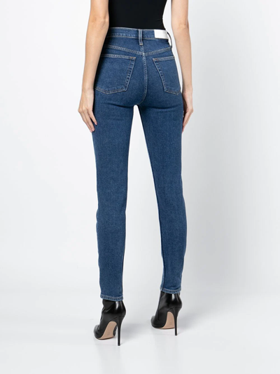 Shop Re/done High Rise Ankle Cropped Jeans In Blau