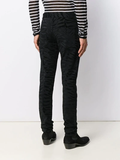 Saint Laurent Zebra Printed Skinny Jeans In Black