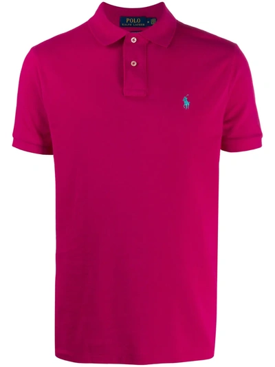 Shop Polo Ralph Lauren Logo-embroidered Piqué Polo Shirt In Pink