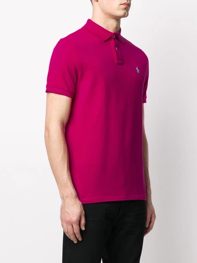Shop Polo Ralph Lauren Logo-embroidered Piqué Polo Shirt In Pink