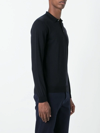 Shop Zanone Long-sleeved Polo Shirt In Blue