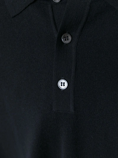 Zanone Long-sleeve Fine-knit Polo Shirt In Black