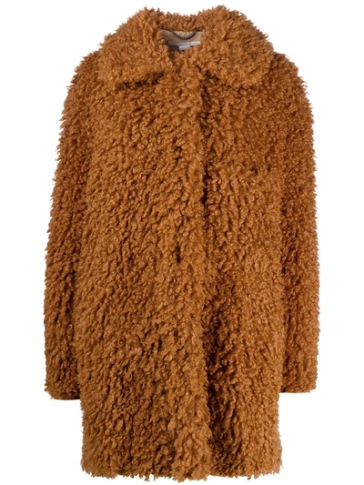 Shop Stella Mccartney Fur Free Fur Faux-shearling Josephine Coat In Brown