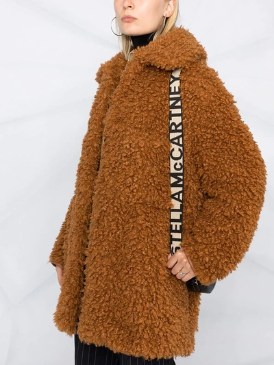 Shop Stella Mccartney Fur Free Fur Faux-shearling Josephine Coat In Brown