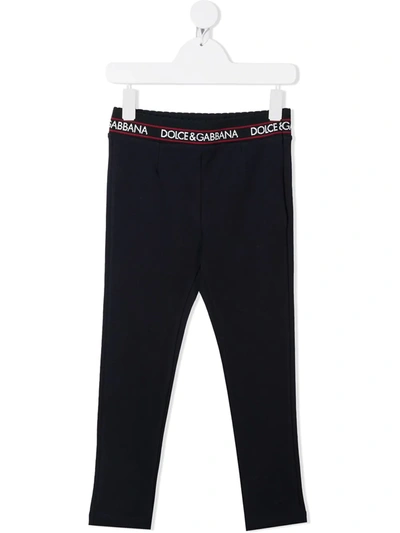 Shop Dolce & Gabbana Interlock Logo-waistband Leggings In Black