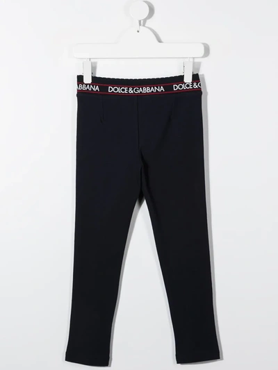 Shop Dolce & Gabbana Interlock Logo-waistband Leggings In Black